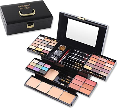 Hinourisha Schminkkoffer Gefüllt, Alles in Einem Make Up Set Schminkkoffer Damen Gefüllt mit Schminke für Anfänger oder Profis, Schminke Set inklusive Lidschatten, Lipgloss, Rouge, Eyeliner, Mascara