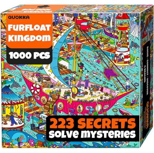 Jigsaw Puzzles for Adults 1000-1000 Piece Jigsaw Puzzles for Adults | 223 Hidden Secrets, Audio Story, Snap-Tight Thick Pieces – Collect All Four Adult Puzzles in Series - Furfloat Kingdom