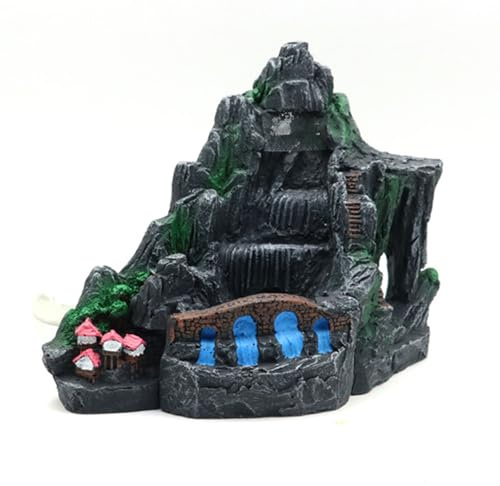 Zkydhbd Aquarium Dynamisch Wasserfall Kunststoff Aquarien Dekorationen Kunsthandwerk Terrarium Lebensraum Ornamente Foto Requisiten Harze Aquarium Berg Dekore