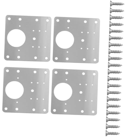 FOYTOKI 4 Pièces Plaques de Réparation pour Charnière de Meuble en Acier Inoxydable, Renfort de Porte, avec Vis, Anti-Corrosion