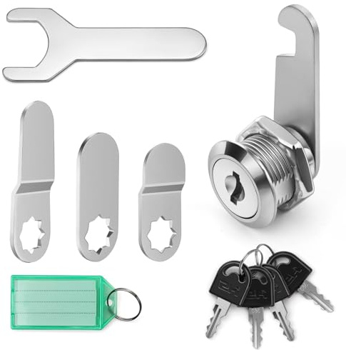 Serrure Boite aux Lettres 16mm, Serrure de Boîte aux Lettres Serrure de Sécurité de Came avec 4 Clés 4 Plaques de Verrouillage Différentes pour Serrure Placard Serrures de Meubles Serrures de Tiroir