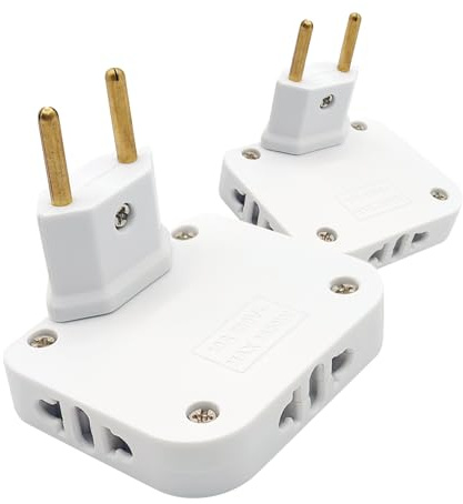 LED ATOMANT Pack 2X Ladrón Enchufe Ultra Plano Blanco con 3 Enchufes Doble (Europeo y Americano) Cabezal Giratorio 180º