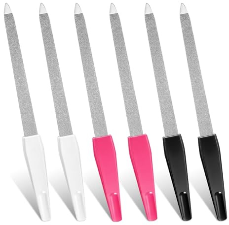 6 Pack Professional Metal Nail-Files Nail Files for Natural Nails Double-Sided Sapphire Grit, Nail-File-Set & Professional Nail-File Durable Stainless Steel Nail Shapers for Salon Home Use（3 Colors）