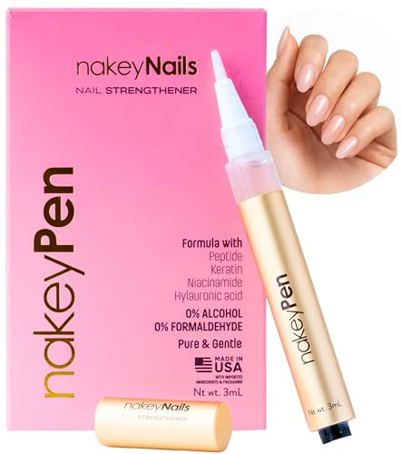 Fast Absorbing Nail Strengthening Serum for Damaged, Brittle & Thin Nails — Post-Acrylic & Gel Damage Treatment with Keratin, Peptides, Hyaluronic Acid & Niacinamide — 45-Day Supply by nakeyNails