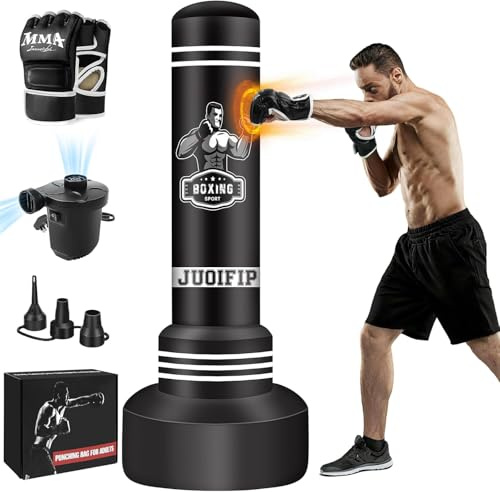 Standing Heavy Boxing Bag for Adult Teens, 70'' Freestanding Punching Bag, Boxing Bag with Stand Heavy Bag with Boxing Gloves and Electric Air Pump, Kickboxing Bags for Training MMA Muay