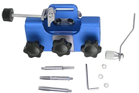 PLKYZMCDK Chainsaw Sharpening Jig, Hand Crank Chain Sharpener, Portable Lightweight Aluminum Alloy Tool with 3 Grinding Heads for Electric Saws, Efficient Sharpening for Most Chain Saws (Blue)