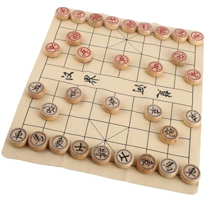 Fdit Ensemble Chinois Xiangqi en Bois de Hêtre, Jeu de Puzzle Traditionnel, Jeu D'échecs de Croissance Intellectuelle pour Le Divertissement Familial