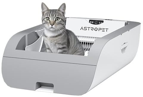 AstroPet Offenes Selbstreinigende Katzentoilette – Automatische Katzentoilette mit Geruchskontrolle, Tastengesteuert, für große Katzen bis 12kg, Große Fassungsvermögen，Einfache Reinigung