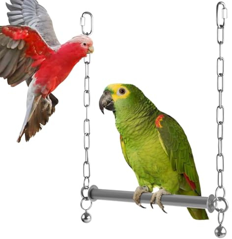 Columpios De Pájaros Soporte De Jaula De Acero Inoxidable Y Resistente | Balancín con Campana para Periquitos Para Conuros, Ninfas, Agapornis, Canarios, Guacamayos, Loros Grises Africanos, Cacatúa