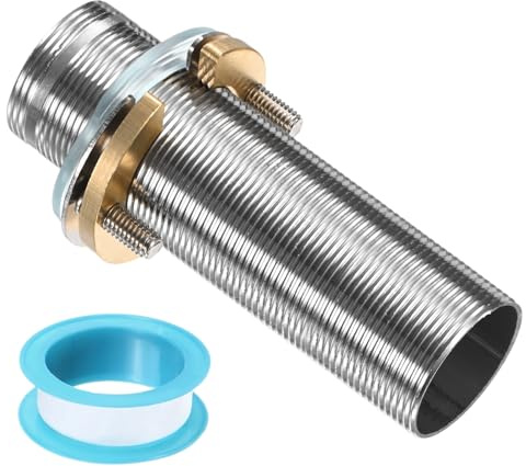 QUARKZMAN Wasserhahn Verlängerungsrohr Anschluss M32 x 100.5mm, Gewinde Edelstahlrohr mit Anti-Lockermutter und Dichtband für Installation von Wasserleitungen und Wasserhähnen
