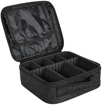 TANTOMI Kosmetiktasche Damen Portable Kosmetikkoffer Damen, Professionelle Make up Tasche Schminktasche Organizer Aufbewahrung Kosmetische Box PU-Leder WasserdichtSchminktasche Diamantformmuster