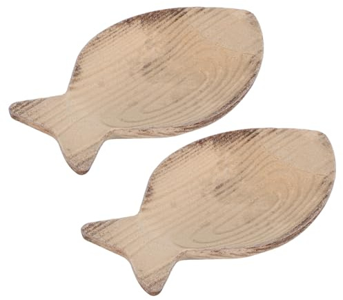 ABOOFAN Lot de 2 Plateaux en Bois Brut de Poisson 23,6 X 15 X 3 Cm – Plateau Décoratif Multifonction pour Fruits, Rangement de Clés, Bijoux – Finition Lisse Bords Arrondis, Usage