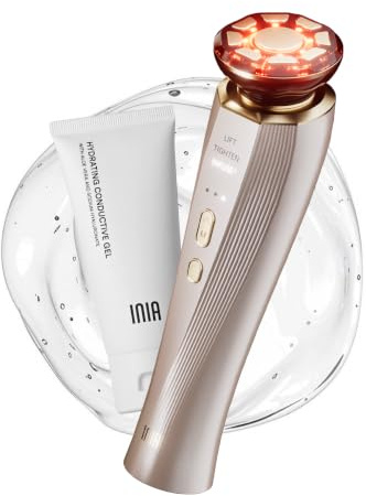 INIA Appareil de Lifting Visage à Micro-courant avec Luminothérapie | 3 en 1 avec luminothérapie et micro-courant, massage facial pour une peau d'apparence plus lisse et éclatante