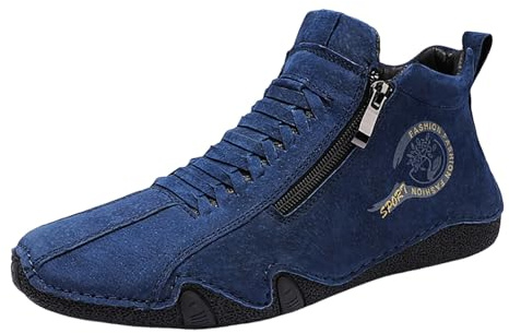 Scarpe da piedi nudi da uomo in pelle, a piedi nudi, impermeabili, in pelle scamosciata, stivaletti da barefoot, scarpe da trekking ergonomiche, piedi larghi, scarpe da outdoor impermeabili, 011 blu