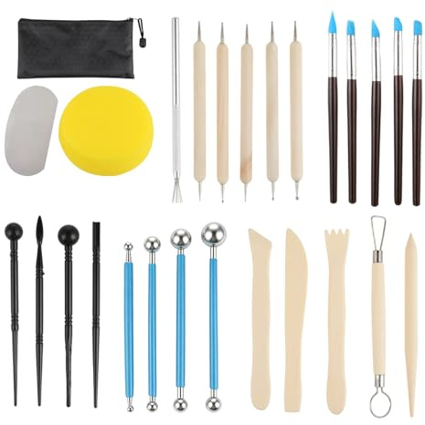27 PCS Modellierwerkzeug Set, Modelierwerkzeugset, Ton Werkzeug, Töpferset | Hochwertiges Material, Umfassendes Werkzeugset, Geeignet für DIY-Bastelprojekte, Bildhauerei und Töpfern für Anfänger