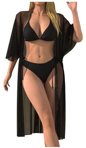 Genérico Bikini Dam Baddräkt Kvinnor, Sport Bikini Kvinnor Triangulär Halter Push Up Slimming Slipsar Utan Bygel Pool Semester, svart, L