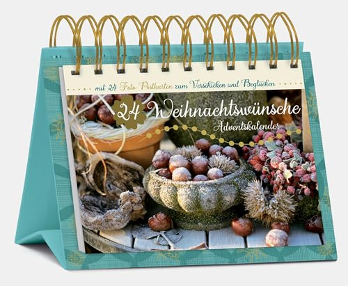 Tisch-Adventskalender 24 Weihnachtswünsche: Postkartenkalender zum Aufstellen