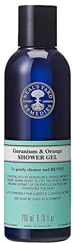 Neal's Yard Remedies Geranium & Orange Shower Gel, Energising Body Wash, Uplifting Scent, Vegan & Cruelty-Free, 200ml