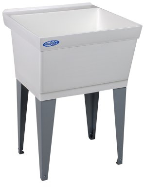 Mustee 15F Utilatub Laundry Tub Floor Mount, 23.5-Inch x 23-Inch, White
