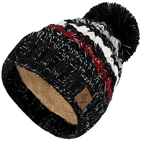 Morefaz Mössa hatt London ull stickad nordisk med Pom Pom herr dam vinter varm skida snowboard hattar MFAZ Ltd, Lolly 5, en storlek