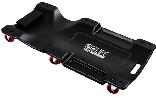 CCLIFE Rollbrett 102x48x12cm 200kg mit Kopfstütze 6 Rollen Werkzeugablagen | Rollbrett für Kfz-Werkstatt, 6 Laufrollen, integrierte Ablagen, komfortable Kopfstütze bis 200kg