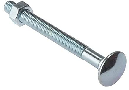 Merriway BH04828 (10 Pcs) Carriage Bolts with Nuts, M8 x 50 mm (5/16 Inch x 2 Inch), Zinc Plated - Pack of 10 Pieces