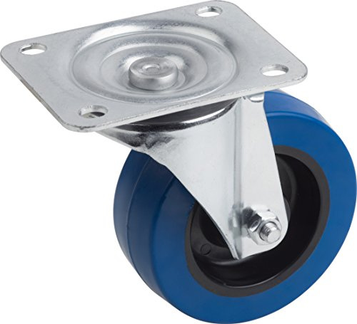 Metafranc Lenkrolle Ø 100 mm - 105 x 80 mm Platte - Elastisches Vollgummi-Rad - Weiche Lauffläche - Rollenlager - 150 kg Tragkraft / Transportrolle / Möbelrolle / Schwerlastrolle / 802600, Blau | Elastisches Vollgummi-Rad – Weiche Lauffläche – 150 kg Tragkraft – Transportrolle – Möbelrolle – Schwerlastrolle