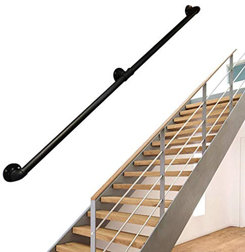 Runde Treppenhandlauf mit Komplett Set | Terrassengeländer Seitliche Montage für Indoor Outdoor | Treppen Handlauf Balkon Brüstung Balustrade Geländer Set