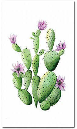 Quadro Stampa su Tela Canvas, Fichi d' India Cactus Acquerello, 40 x 70 cm, Watercolor Design. Misure Personalizzabili su Richiesta.