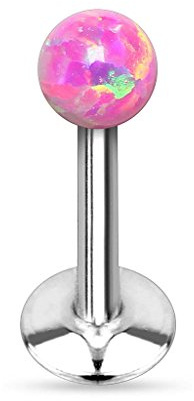 Taffstyle Piercing Stecker mit Opal Stein | Lippe Ohr Nase