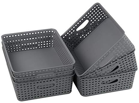 Joyeen Office Plastic Storage Basket, 6-pack Grey Storage Trays Baskets, A4 Size