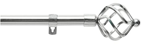 Dalina Barra Cortina Extensible con Terminales en Estilo de Piña Redondeado - Barra Cortina Decolativa incluiye Soportes y Anillos(Plateado, 70-120cm)