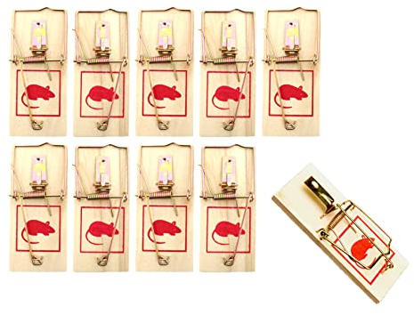 jameitop® 10 X Mausefalle/Schlagfalle/Schnappfalle, Wieder verwendbar, Starke Schlagkraft (Innen/Außen)