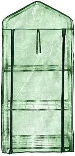 Royal Gardineer Tomaten-Gewächshaus: Folien-Gewächshaus, 3 Etagen, aufrollbare Tür, 59 x 126 x 39 cm, grün (Tomaten Folie, Treibhaus-Pflanzenregale, Insektenschutz)