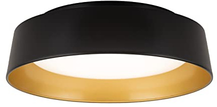 Flynix 12.5 Inch LED Flush Mount Ceiling Light Fixture, 26W, Super Bright 1350 Lumen, 3 Color 3000K/4000K/5000K, Matt Black with Gold Inside, Dimmable Ceiling Lamp for Bedroom Hallway Bathroom Outdoor