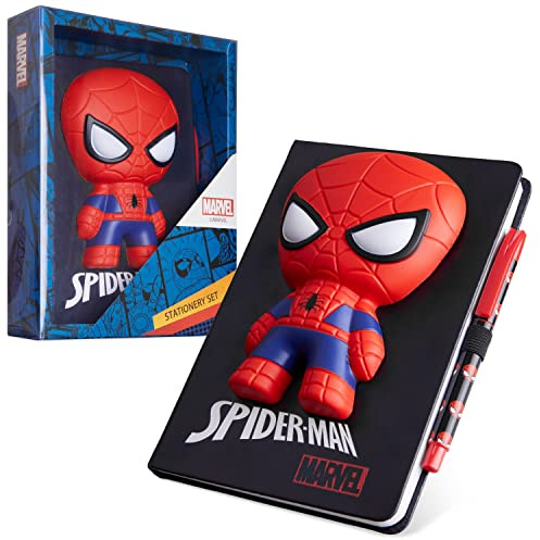 Marvel Spiderman A5 anteckningsbok och penna, 3D-dagbok brevpappersset Barndagbok för pojkar Barndagböcker Spiderman Toys