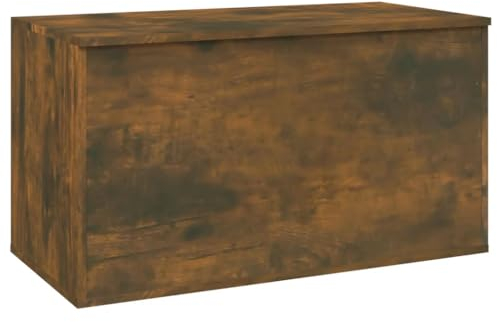 vidaXL Baúl Almacenaje Cofre Caja Muebles de Almacenamiento Armario Mesita Mesa Organizador Madera Contrachapada Roble Ahumado 84x42x46 cm