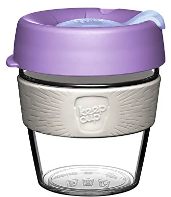 KeepCup Original Clear Tasse à café en plastique réutilisable | Couvercle anti-éclaboussures, sans BPA, qualité barista | Petite | 227 ml | Moonshine Purple