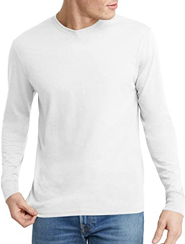 Hanes Originals långärmad T-shirt för män, lätt treblandad jerseytröja för män, finns i lång modell, M