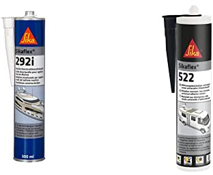 Sika - Sikaflex-292i, Marine-Konstruktionsklebstoff, 300 ml, weiß & flex 522 Caravan schwarz 300ml STP universeller Klebstoff, Dichtstoff, UV