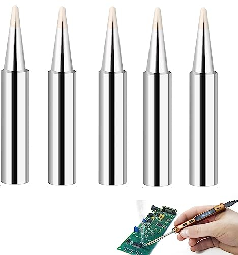 Punta per Saldatore,Punte di Saldatura Affilate di Ricambio,900M-T-B Punte Di Saldatura Per Stazione Di Saldatura,Punte Del Saldatoio,Punte di Ricambio per Saldatore a Stagno per Stazione,5 Pezzi