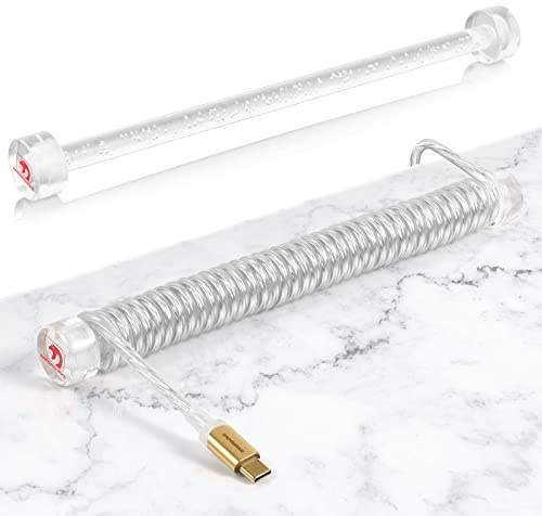 Custom Coiled Keyboard Cable Metal Winder, Clear Acrylic Fixed Rod for Coiled USB-C Cable, Coil Decorative Rod for Mechanical Gaming Keyboard, High Transparency, for Most Aviator Cable-Acrylic