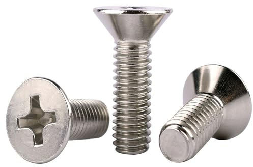 KOSJETHAS 50Pcs #6-32 x 1/2 UNC Phillips Flat Countersunk Head Machine Screws, 304 Stainless Steel 18-8, Full Thread, Coarse Thread