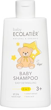 Babyshampoo und Duschgel Kinder 2-in-1 für leichtes Entwirren ECOLATIER, 250ml – Ph Neutrales Shampoo, Tränenfrei mit Baumwollextrakt und Milchsäure für Kinder ab 3 Jahren