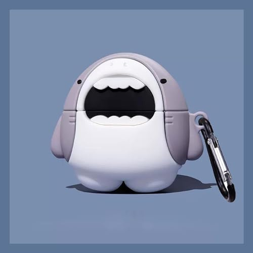 Cute Shark Case for Airpod Pro 2/1 Gen Cases 2022/2023, Funny 3D Cartoon Kawaii Cool Air Pods Pro 2nd / 1st Generation Silicone Cases for Apple iPod Pro with Keychain for Boys Girls Kids Teen, Shark