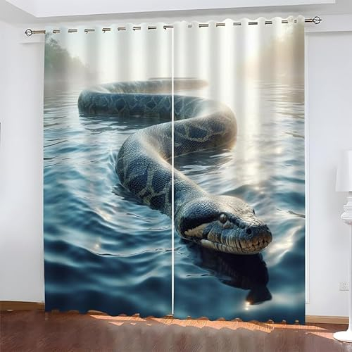Gardinen Blickdicht Schlange Verdunklungsvorhänge Schallschutz Vorhang Wohnzimmer füR Wohnkultur Schlafzimmer VorhäNge B 140 x H 245 cm 2er Set