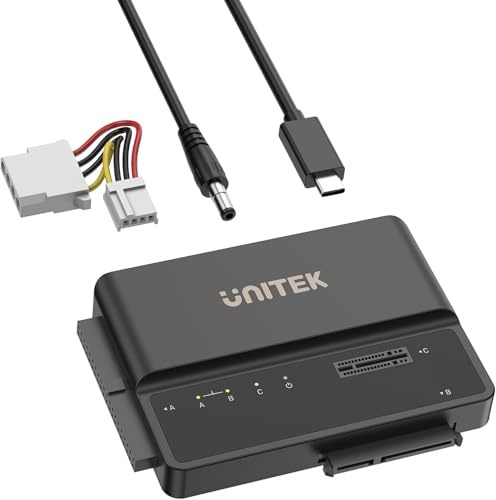 UNITEK M2 NVME SATA IDE Gehäuse, 3-in-1 Werkzeugfreies Tragbares Adapter | 10Gbps PCIe M.2 SATA IDE Externer Adapter Festplatten-Lesegerät für 2230/2242/2260/2280 NVME 2.5 /3.5 SATA SSD 3.5 IDE