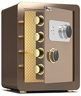 Safes Home Feuerfester Sicherheitskasten, geheime Geldkassette, mechanisches Code-Schlüsselschloss, Stahltresor, Sicherheits-Aktenschrank für das Büro (Schwarz, 40 x 36 x 32 cm) (Braun 40 x 36 x 32