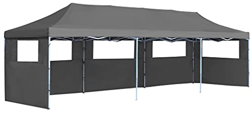 Home Outdoor Sonstiges Faltbares Pop-Up Partyzelt mit 5 Seitenwänden 3x9m Anthrazit