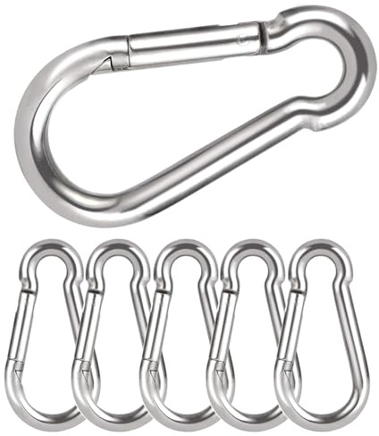 Gentpovth 6 pièces 8 x 80 mm mousquetons à Ressort, galvanisés, capacité de Poids sûre de 250 kg, Fermeture à Ressort avec Mousqueton, pour Les Porte-clés, Le Camping, Les Voyages, la randonnée